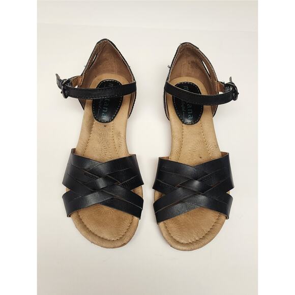 Montana Low Wedge Black Leather D'Orsay Sandals Size 6M - Picture 3 of 8